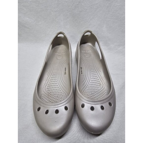 Crocs Silver Women's Kadee Slingback Flats Ballerina Slip on Shoes Sz 9 Women's - Picture 7 of 10
